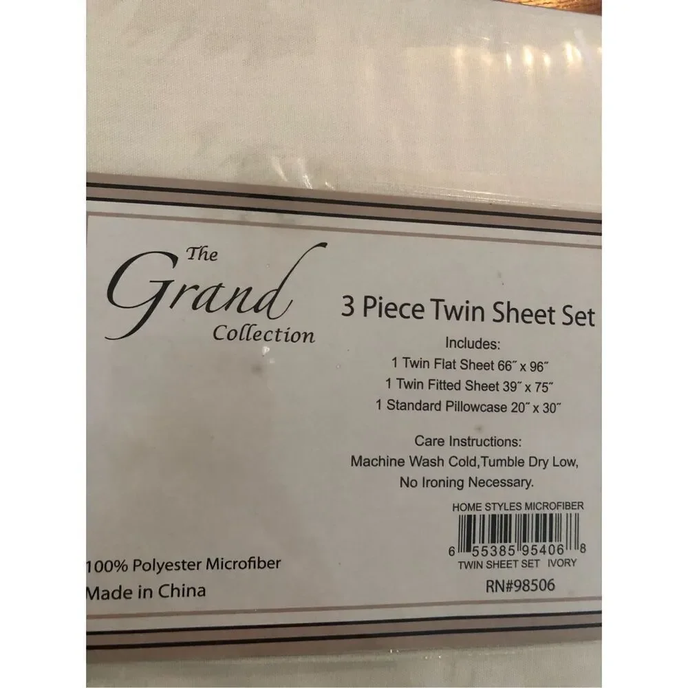 The Grand Collection Cream color three piece twin sheet set microfiber polyester